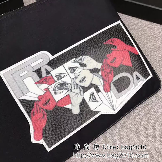 PRADA普拉達 專櫃同步 最新款式 限量版 漫畫印象系列 男士手包 2NH006 DD1248